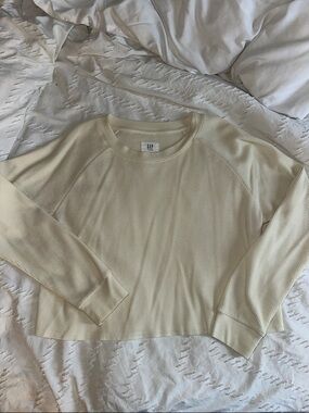 GAP Pale Yellow Waffle Knit Crewneck
